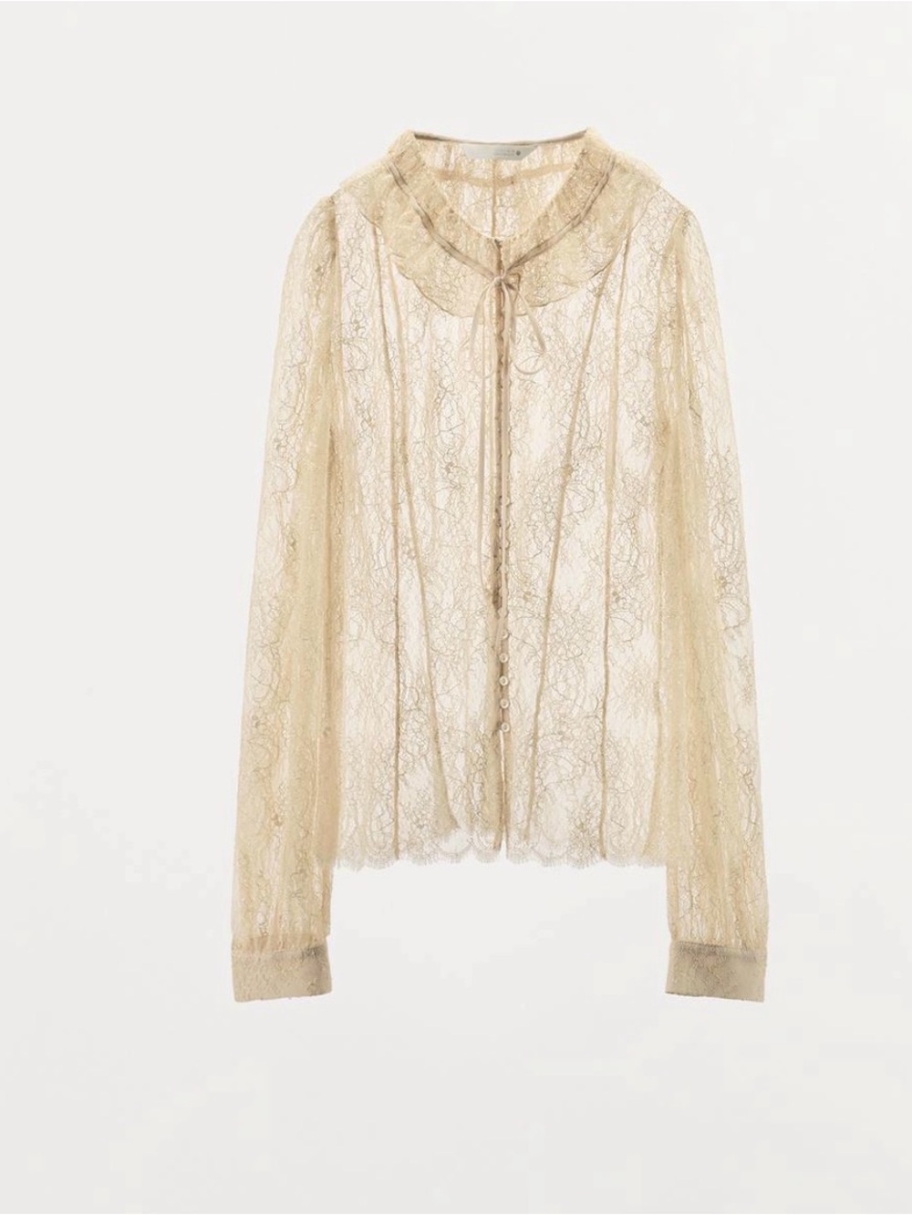 NWT Zara Women’s Collection Lace Button Shirt Large Ecru